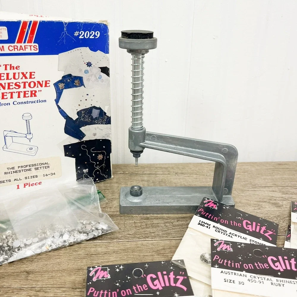 Westrim Crafts Deluxe Rhinestone Setter 2029 Cast Iron Tool & Rhinestone Lot